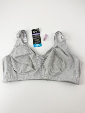 Bali Bra 40D Gray Double Support Cotton Wireless Cool Comfort NWT 3036
